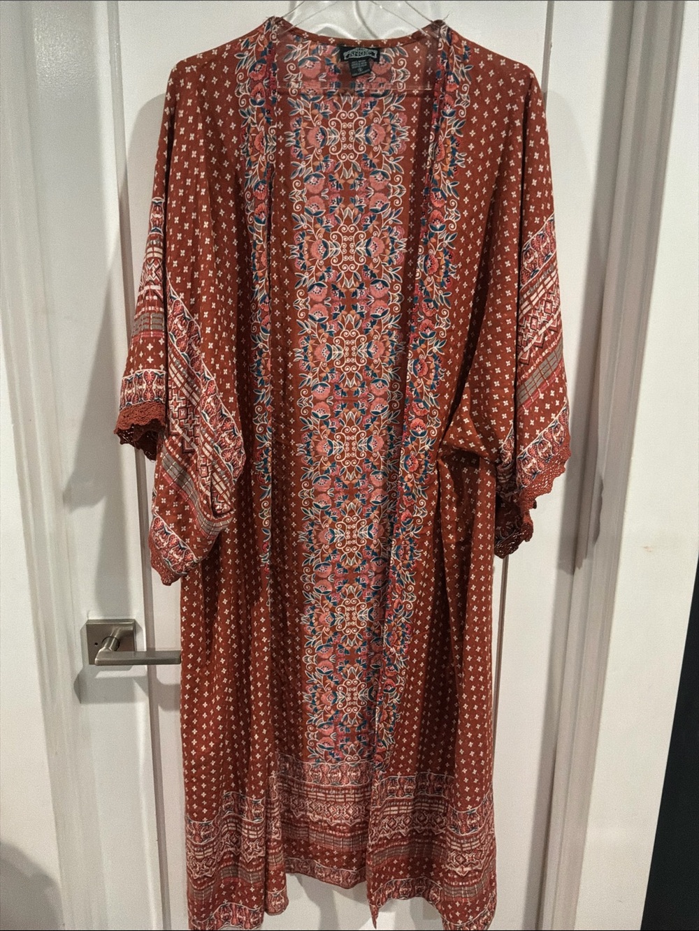 Angie Rust Multi-Color Boho Kimono Cardigan
